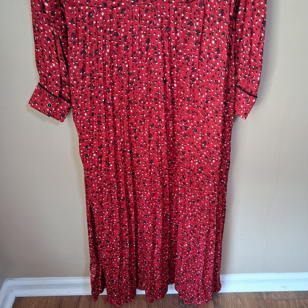 Scotch And Soda Anthropologie NWOT Red Printed Pleated Maxi Dress; Size M - Picture 12 of 12